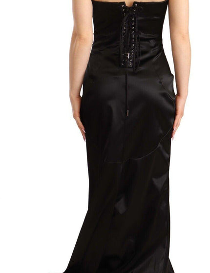 Dolce & Gabbana Black Silk Stretch Sheath Mermaid Gown Dress - Ellie Belle