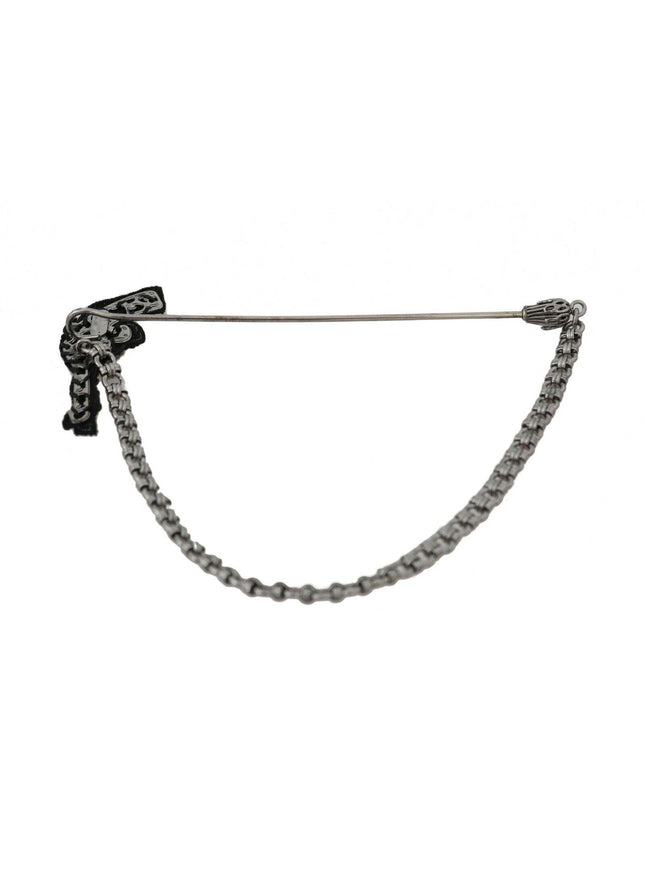 Dolce & Gabbana Black Silver Brass Copper Revolver Gun Lapel Pin - Ellie Belle