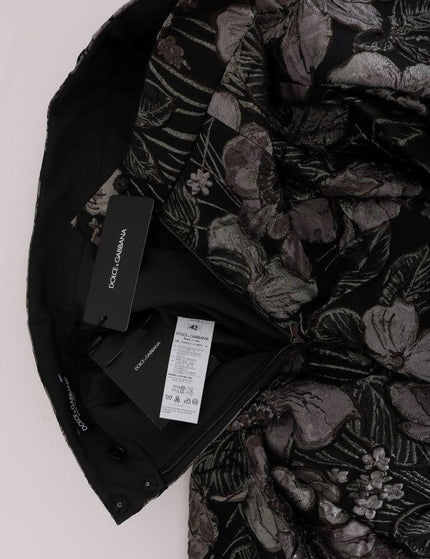 Dolce & Gabbana Black Silver Brocade Floral Skirt - Ellie Belle