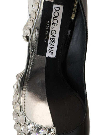 Dolce & Gabbana Black Silver Crystal Double Design High Heels Shoes - Ellie Belle