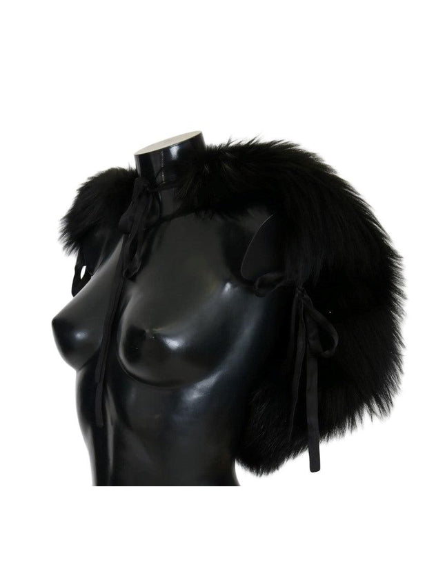 Dolce & Gabbana Black Silver Fox Fur Scarf - Ellie Belle