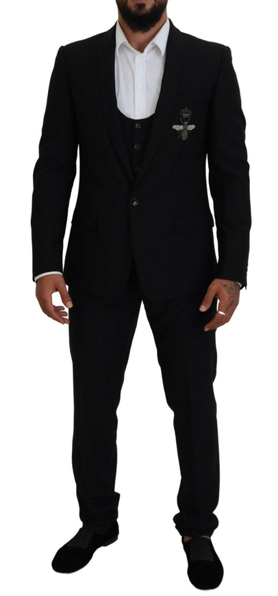 Dolce & Gabbana Black Single Breasted 3 Piece MARTINI Suit - Ellie Belle