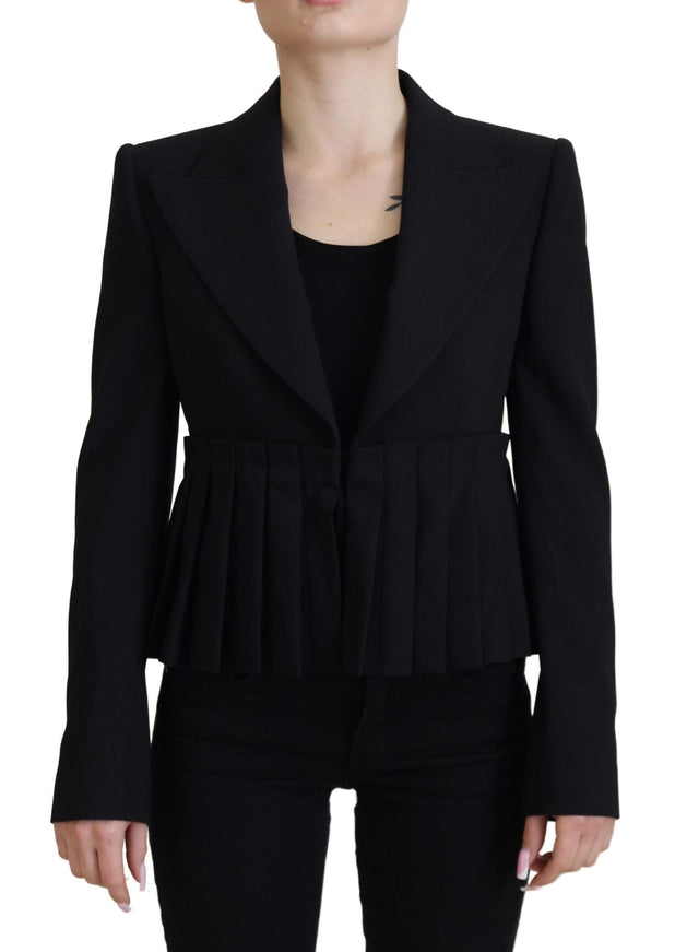 Dolce & Gabbana Black Single Breasted Fit Blazer Wool Jacket - Ellie Belle