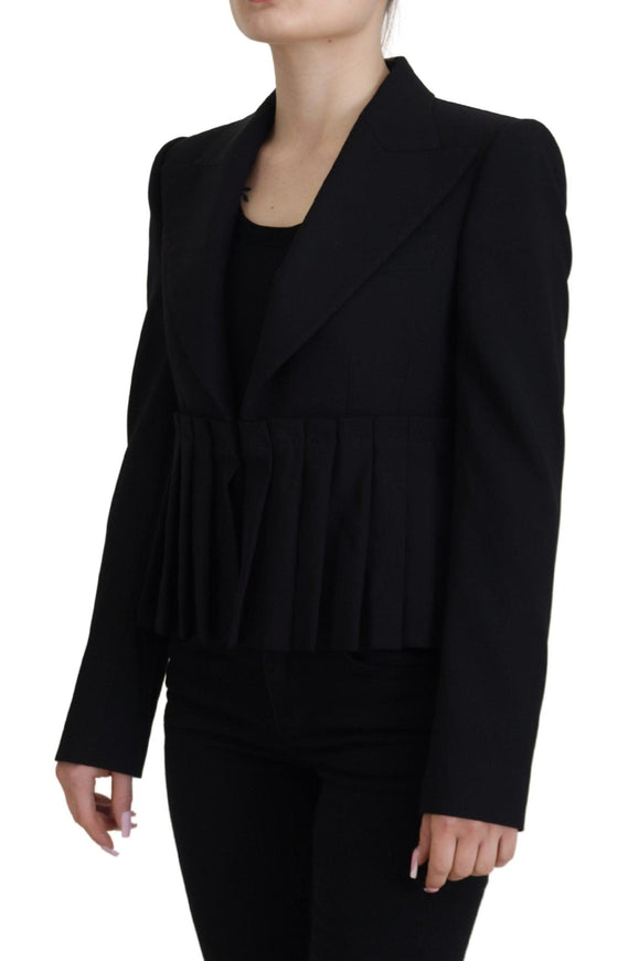 Dolce & Gabbana Black Single Breasted Fit Blazer Wool Jacket - Ellie Belle