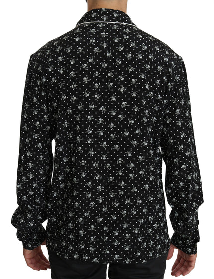 Dolce & Gabbana Black Skull Print Silk Sleepwear Shirt - Ellie Belle