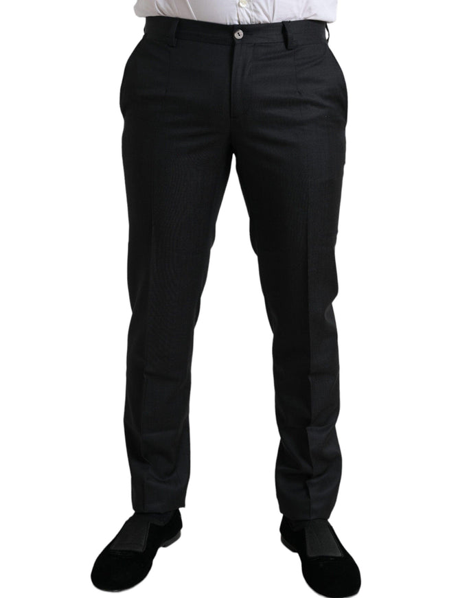 Dolce & Gabbana Black Slim Cotton Formal Dress Pants - Ellie Belle