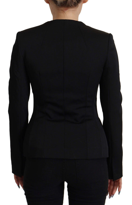 Dolce & Gabbana Black Slim Fit Long Sleeves Snap Jacket - Ellie Belle