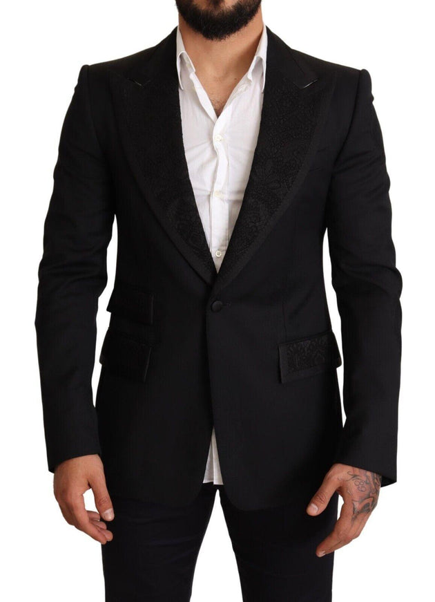 Dolce & Gabbana Black Slim Fit One Button Blazer Jacket - Ellie Belle