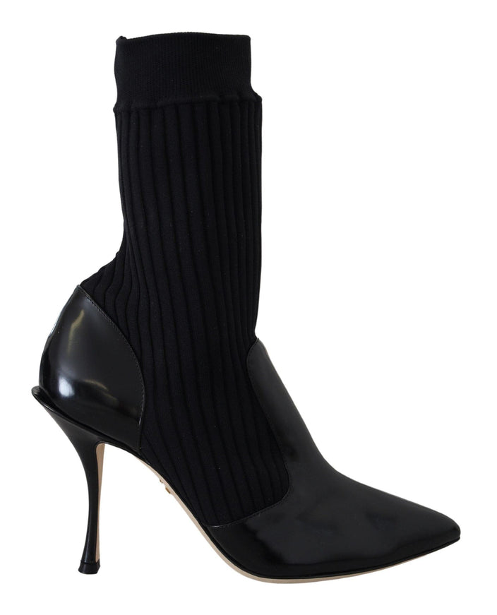 Dolce & Gabbana Black Socks Stiletto Heels Booties Shoes - Ellie Belle