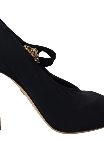 Dolce & Gabbana Black Socks Stretch Crystal Pumps Shoes