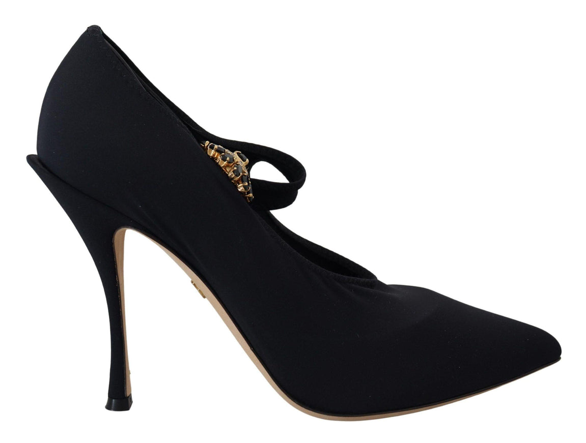 Dolce & Gabbana Black Socks Stretch Crystal Pumps Shoes - Ellie Belle