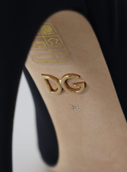 Dolce & Gabbana Black Socks Stretch Crystal Pumps Shoes