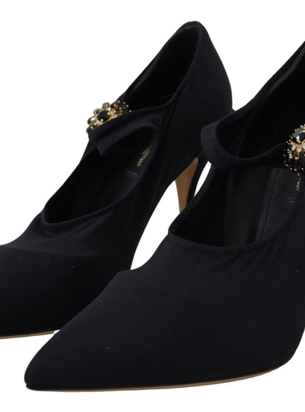 Dolce & Gabbana Black Socks Stretch Crystal Pumps Shoes