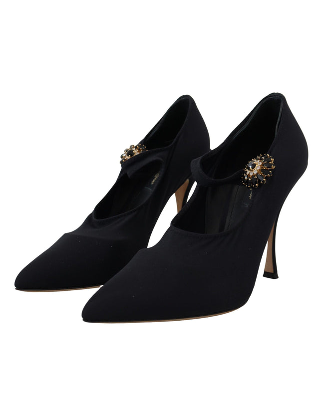 Dolce & Gabbana Black Socks Stretch Crystal Pumps Shoes - Ellie Belle