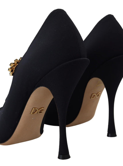 Dolce & Gabbana Black Socks Stretch Crystal Pumps Shoes