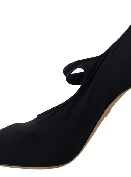 Dolce & Gabbana Black Socks Stretch Crystal Pumps Shoes