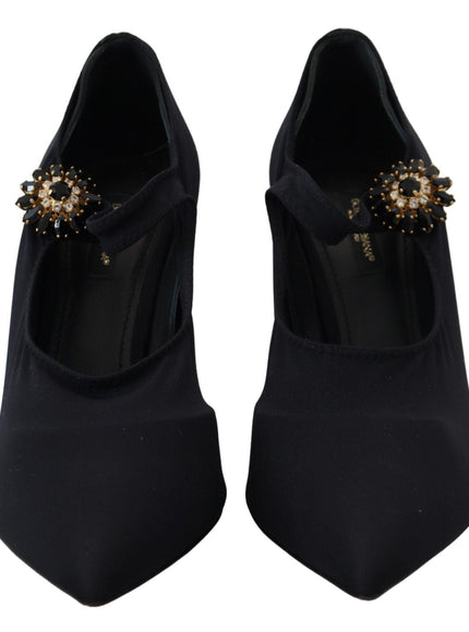 Dolce & Gabbana Black Socks Stretch Crystal Pumps Shoes