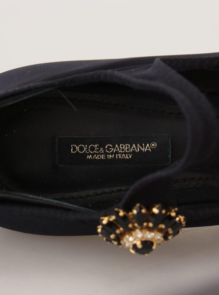 Dolce & Gabbana Black Socks Stretch Crystal Pumps Shoes