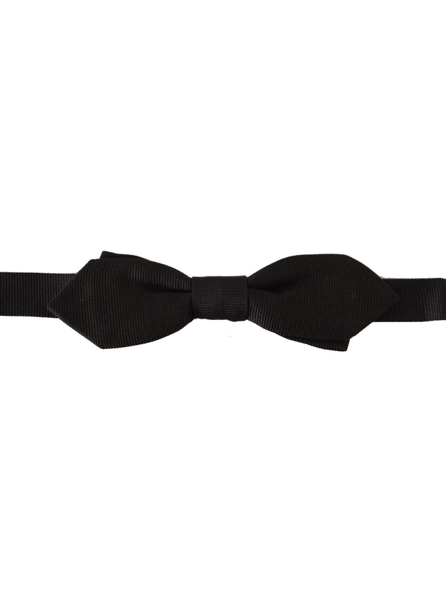Dolce & Gabbana Black Solid 100% Silk Adjustable Neck Papillon Tie - Ellie Belle