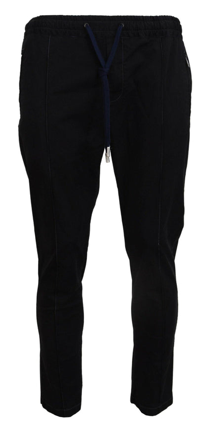 Dolce & Gabbana Black Solid Men Tapered Pants - Ellie Belle