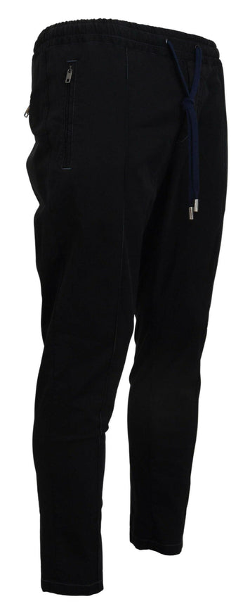 Dolce & Gabbana Black Solid Men Tapered Pants - Ellie Belle