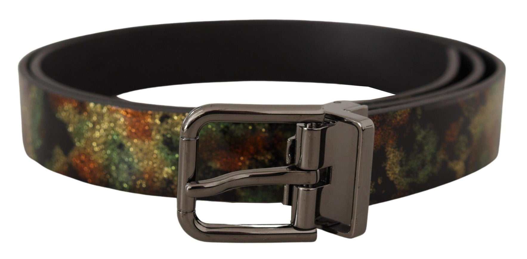 Dolce & Gabbana Black Sparkling Leather Black Metal Buckle Belt - Ellie Belle