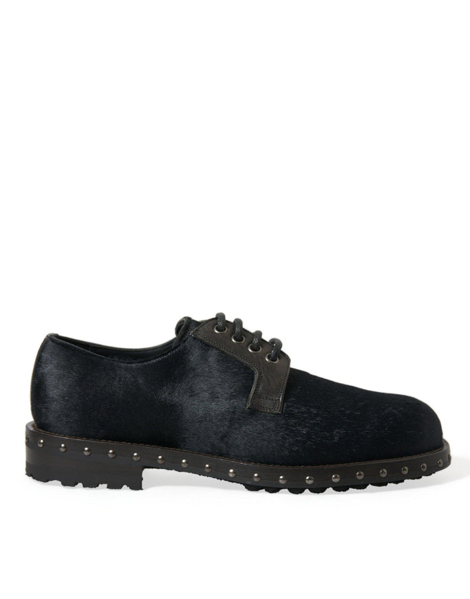 Dolce & Gabbana Black Stable Fur Derby SAN PIETRO Dress Shoes - Ellie Belle