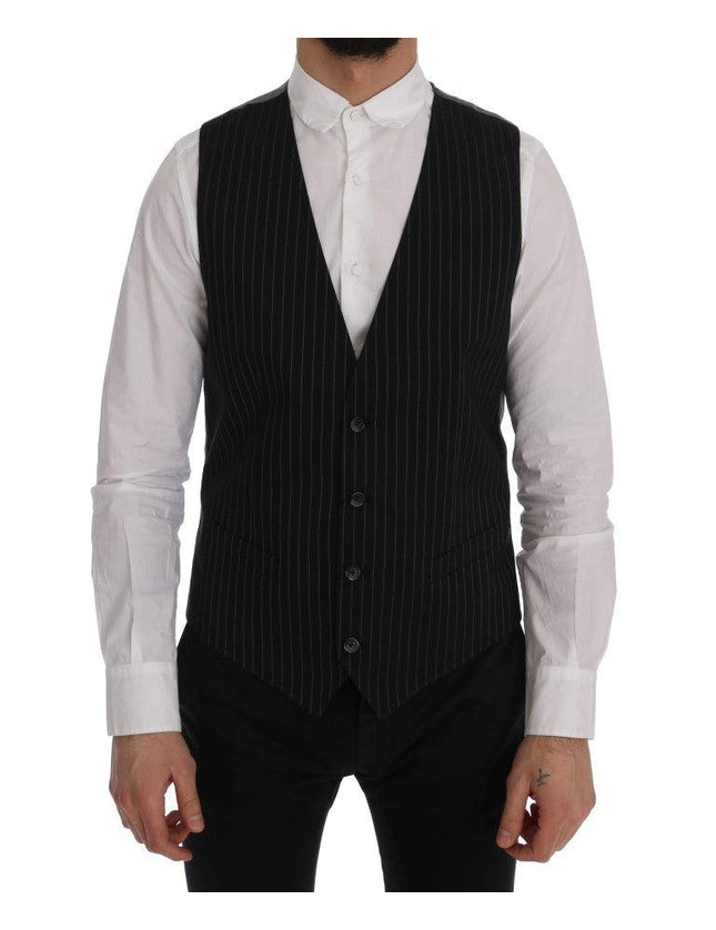 Dolce & Gabbana Black STAFF Cotton Striped Vest - Ellie Belle