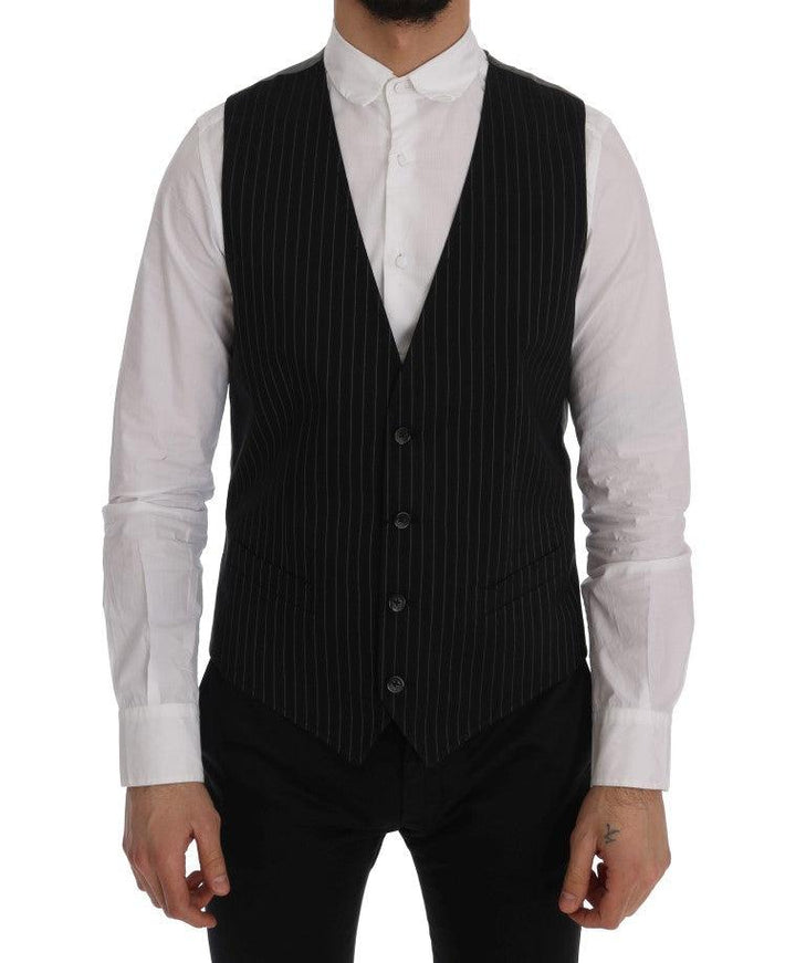 Dolce & Gabbana Black STAFF Cotton Striped Vest - Ellie Belle