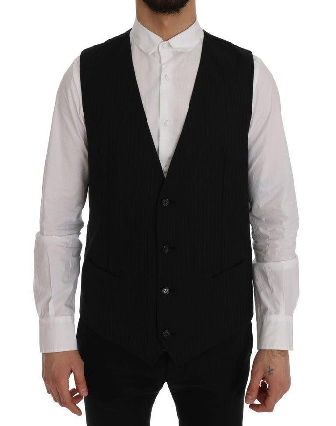 Dolce & Gabbana Black STAFF Wool Stretch Vest - Ellie Belle