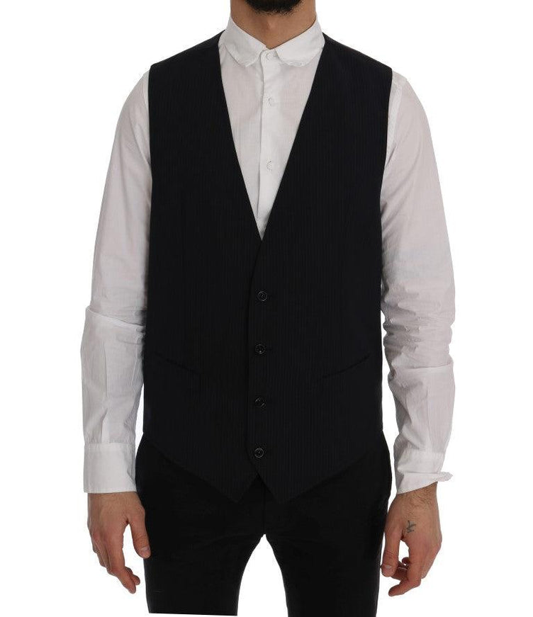 Dolce & Gabbana Black STAFF Wool Striped Vest - Ellie Belle