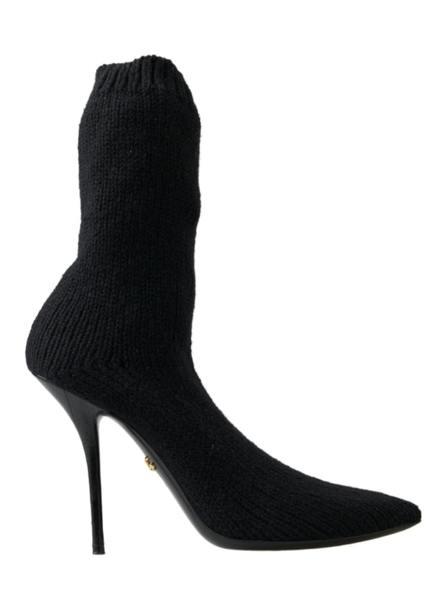 Dolce & Gabbana Black Stiletto Heel Mid Calf Women Boot Shoes - Ellie Belle