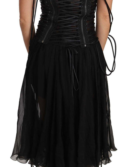 Dolce & Gabbana Black Strapless Corset A-line Midi Dress - Ellie Belle