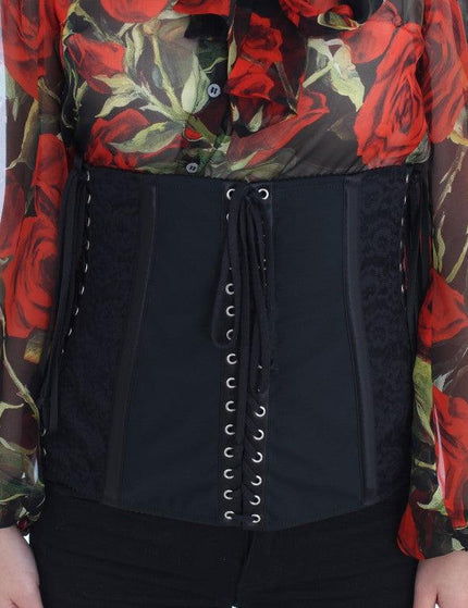 Dolce & Gabbana Black Stretch Corset Waist Strap Belt - Ellie Belle