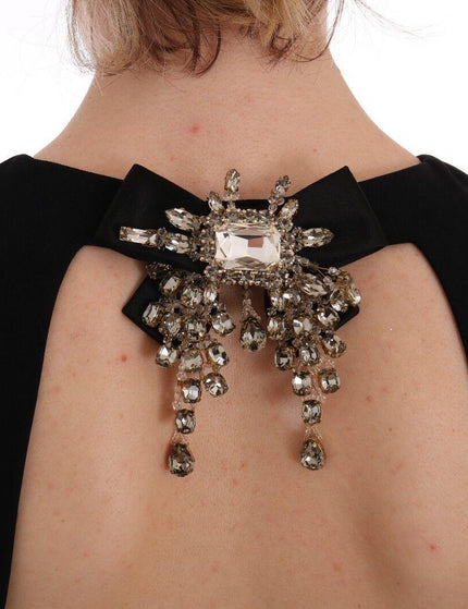 Dolce & Gabbana Black Stretch Crystal Sheath Gown Dress - Ellie Belle