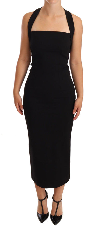 Dolce & Gabbana Black Stretch Halter Sleeveless Sheath Dress - Ellie Belle