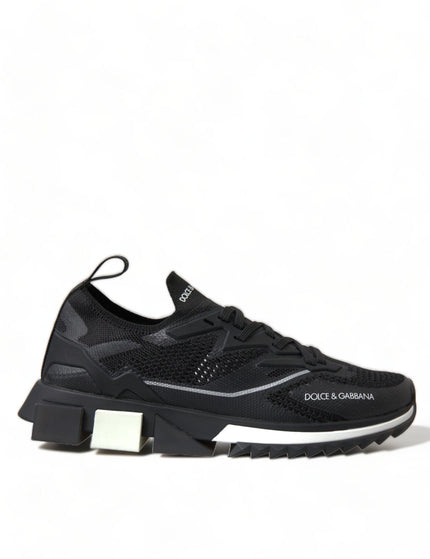 Dolce & Gabbana Black Stretch Mesh Logo Sorrento Sneakers Shoes - Ellie Belle