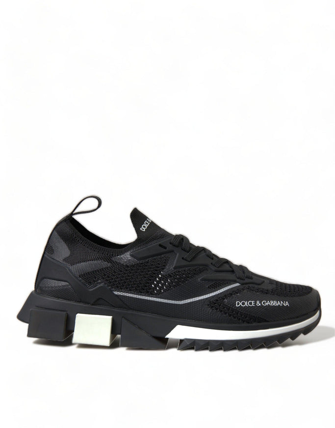 Dolce & Gabbana Black Stretch Mesh Logo Sorrento Sneakers Shoes - Ellie Belle