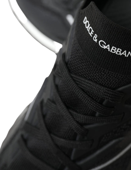 Dolce & Gabbana Black Stretch Mesh Logo Sorrento Sneakers Shoes - Ellie Belle
