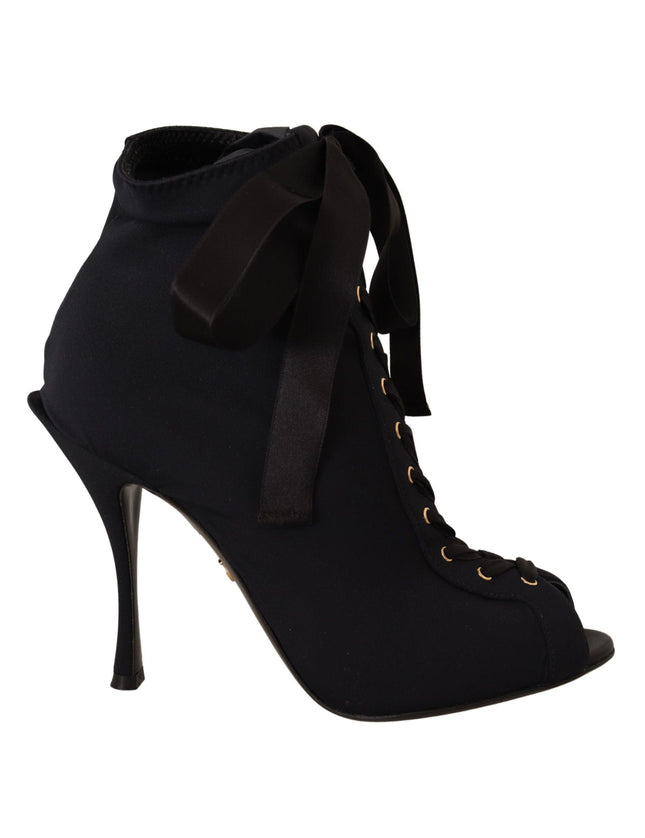 Dolce & Gabbana Black Stretch Short Ankle Boots Shoes - Ellie Belle