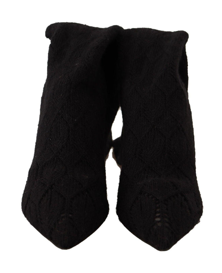 Dolce & Gabbana Black Stretch Socks Knee High Booties Shoes - Ellie Belle