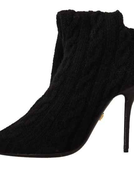Dolce & Gabbana Black Stretch Socks Knee High Booties Shoes - Ellie Belle