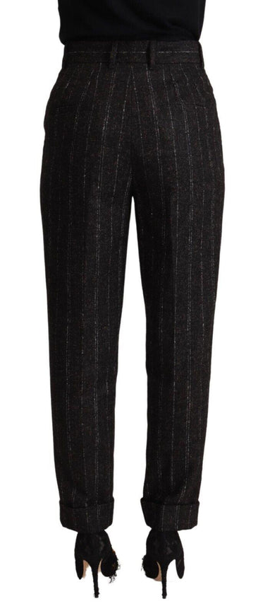 Dolce & Gabbana Black Striped High Waist Tapered Pants - Ellie Belle