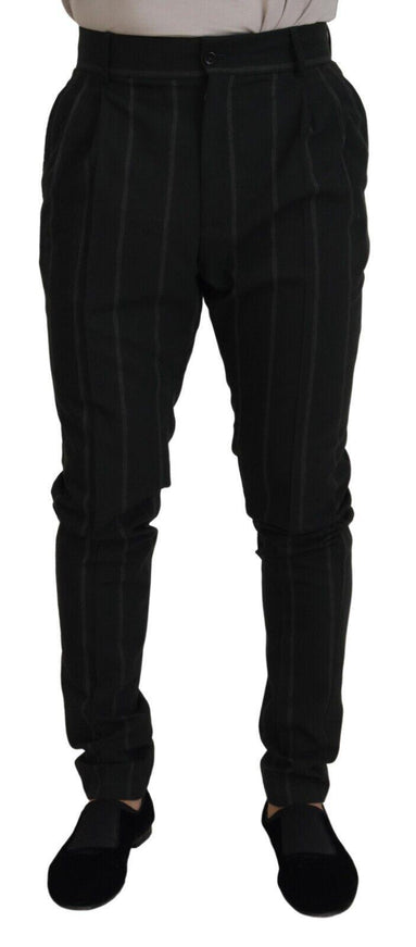 Dolce & Gabbana Black Striped Men Trousers Cotton Pants - Ellie Belle