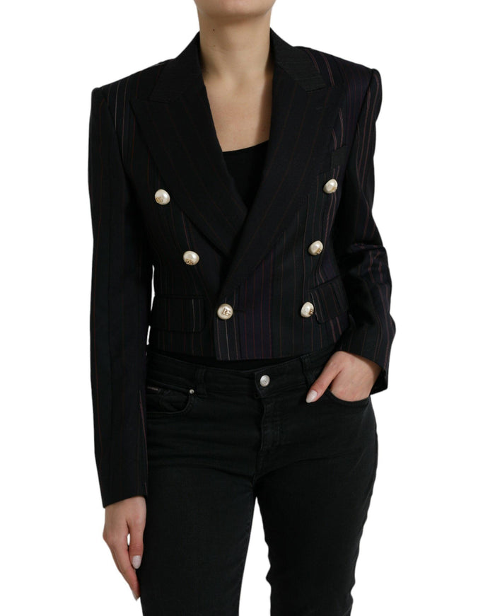 Dolce & Gabbana Black Striped SICILIA Double Breasted Jacket - Ellie Belle