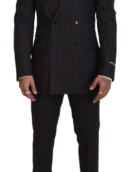 Dolce & Gabbana Black Striped Wool Formal 2 Piece Suit - Ellie Belle