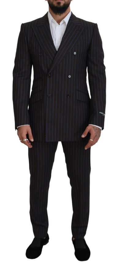 Dolce & Gabbana Black Striped Wool Formal 2 Piece Suit - Ellie Belle