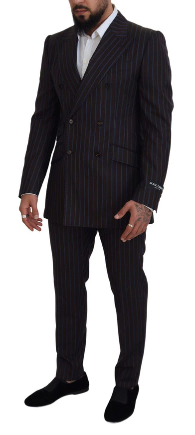 Dolce & Gabbana Black Striped Wool Formal 2 Piece Suit - Ellie Belle