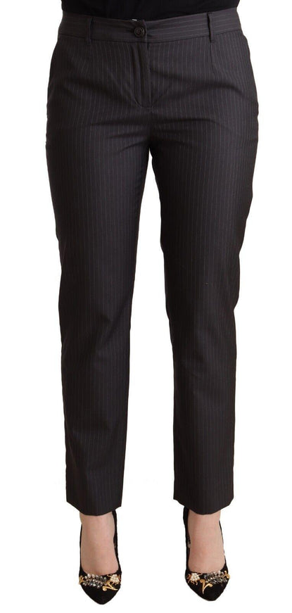 Dolce & Gabbana Black Striped Wool Tapered Trouser Pants - Ellie Belle