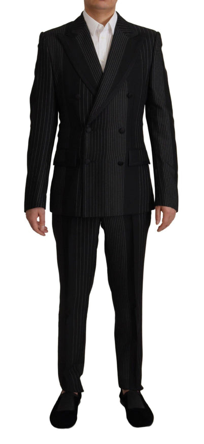 Dolce & Gabbana Black Stripes Rayon Formal 2 Piece Suit - Ellie Belle